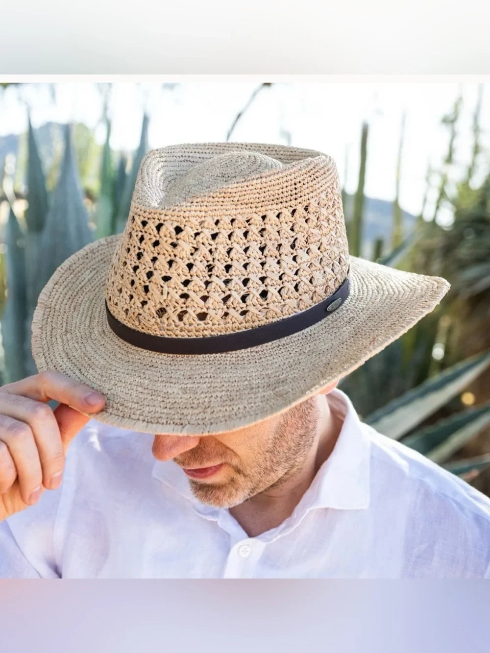Scala Puerto Raffia Brimmed Hat L/XL